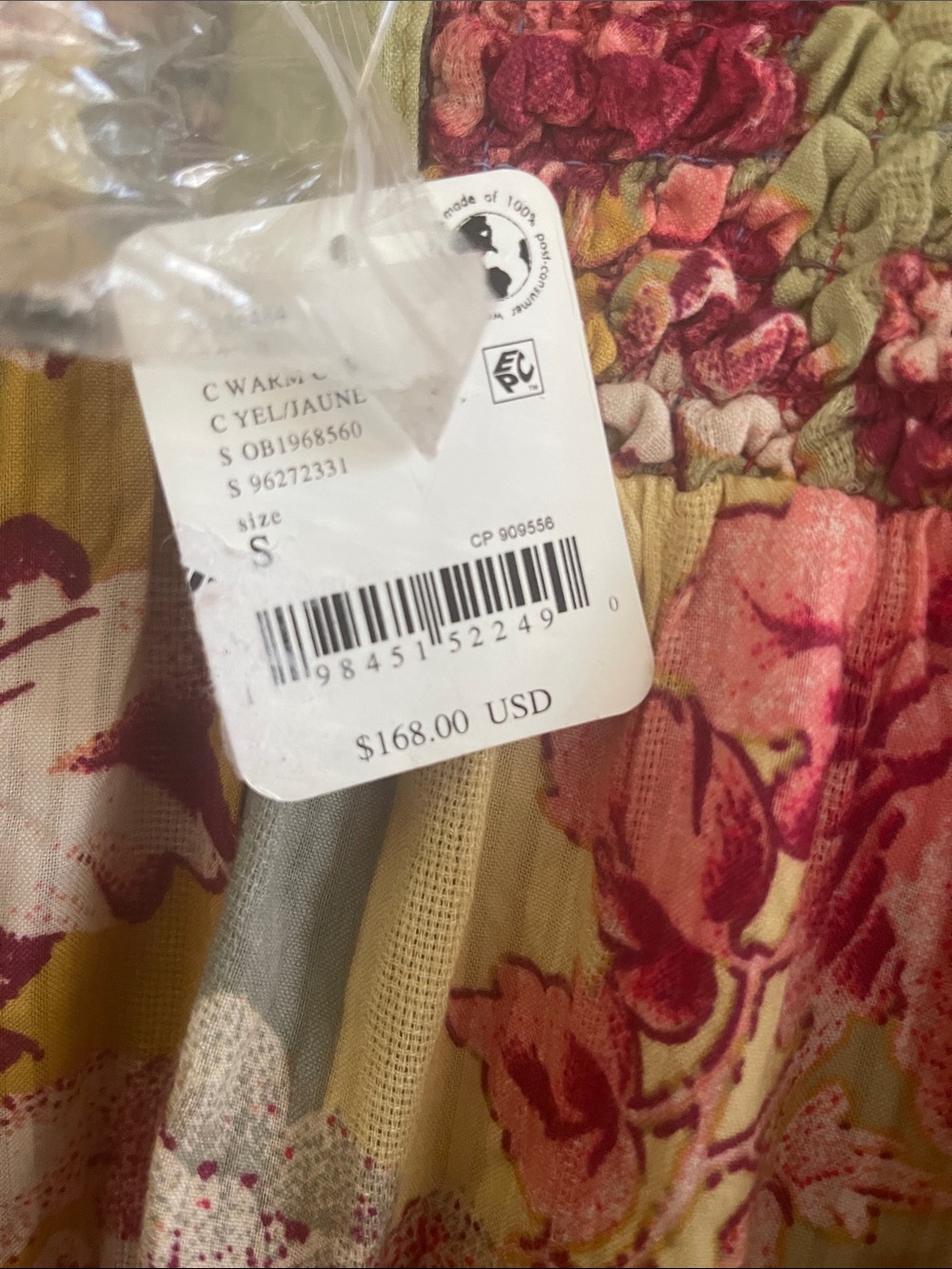 Free People Floral Smocked Wide-Leg Jumpsuit in Pink and Yellow - Picture 4 of 5